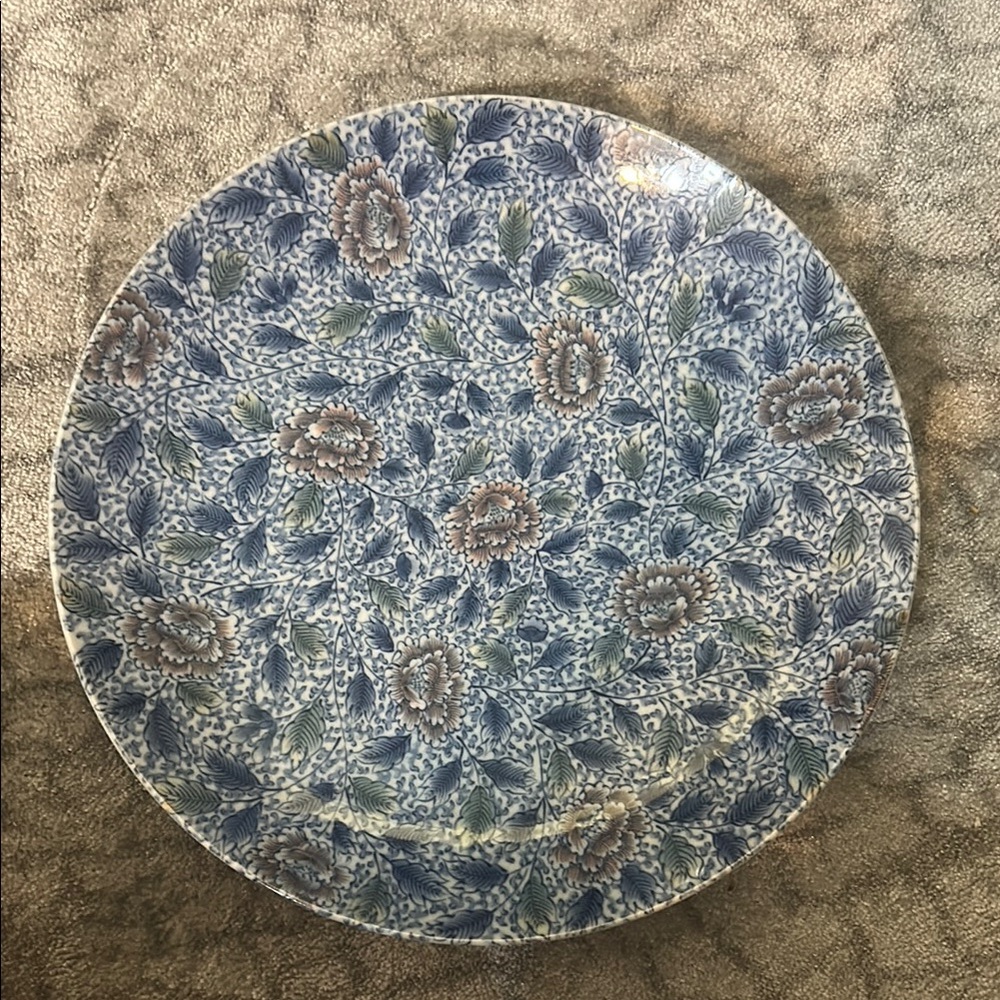 Japanese vintage Floral Blue and White Decorative Plate
